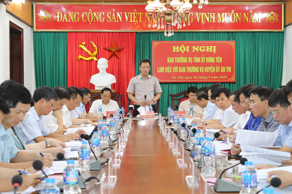 Ban Thường vụ Tỉnh ủy làm việc với Ban Thường vụ Huyện ủy Ân Thi