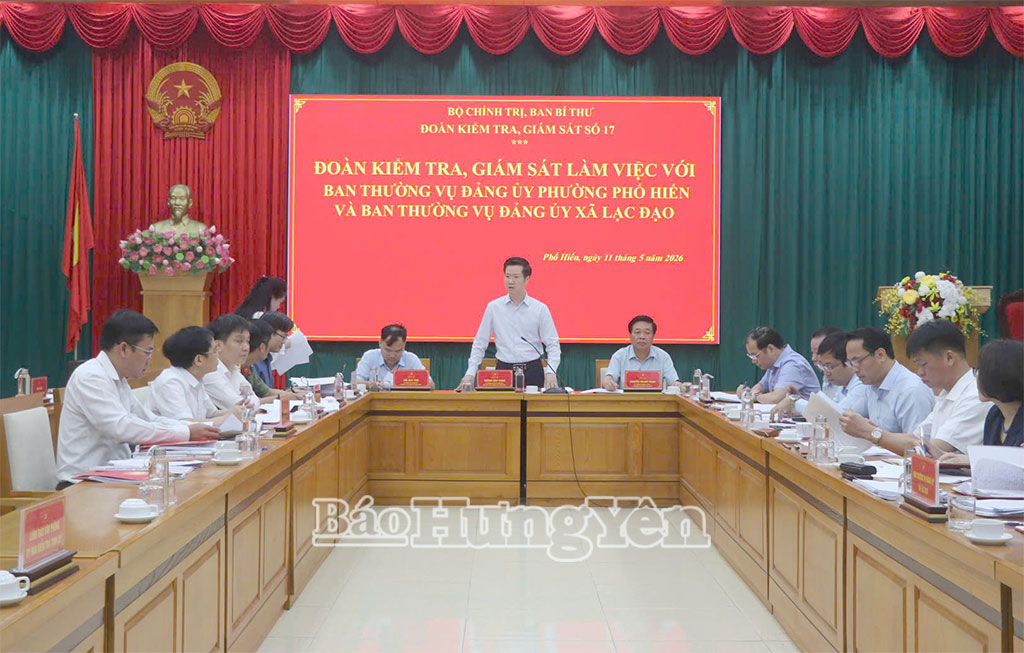 Đoàn kiểm tra, giám sát số 17 của Bộ Chính trị, Ban Bí thư làm việc với Ban Thường vụ Đảng ủy các phường, xã