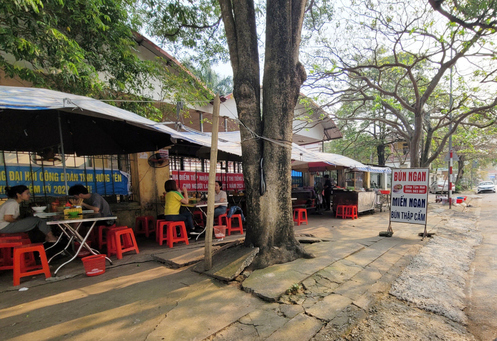 Dựng lán, mở quán bán hàng ăn trên vỉa hè đường Chu Văn An