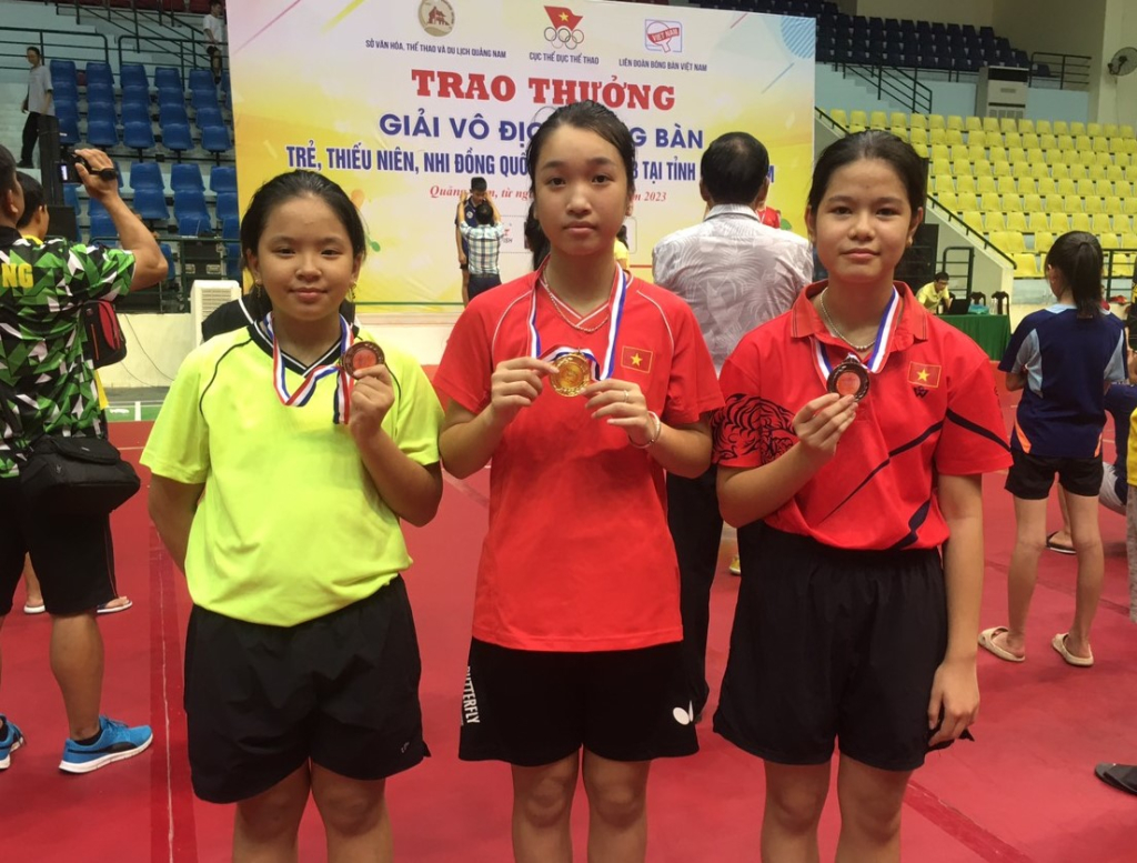 Đoàn vận động viên của tỉnh giành 4 huy chương tại Giải vô địch bóng bàn trẻ, thiếu niên, nhi đồng quốc gia năm 2023