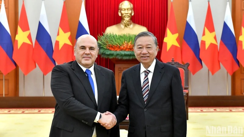 Tổng Bí thư Tô Lâm tiếp Thủ tướng Nga Mikhail Mishustin