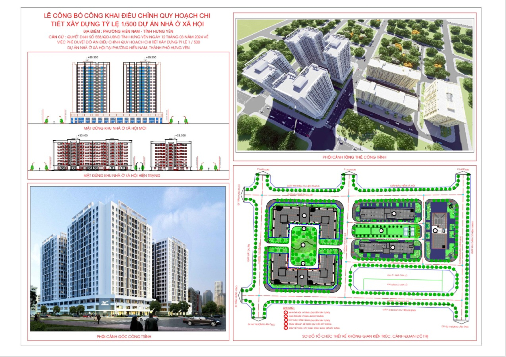 Công bố điều chỉnh quy hoạch chi tiết xây dựng tỉ lệ 1/500 dự án nhà ở xã hội