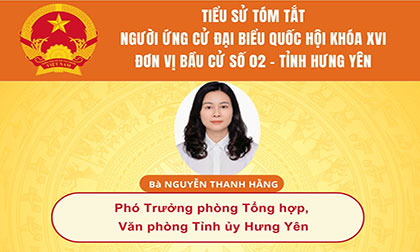 TIỂU SỬ VÀ CHƯƠNG TRÌNH HÀNH ĐỘNG CỦA NGƯỜI ỨNG CỬ ĐẠI BIỂU QUỐC HỘI KHÓA XVI: BÀ NGUYỄN THANH HẰNG