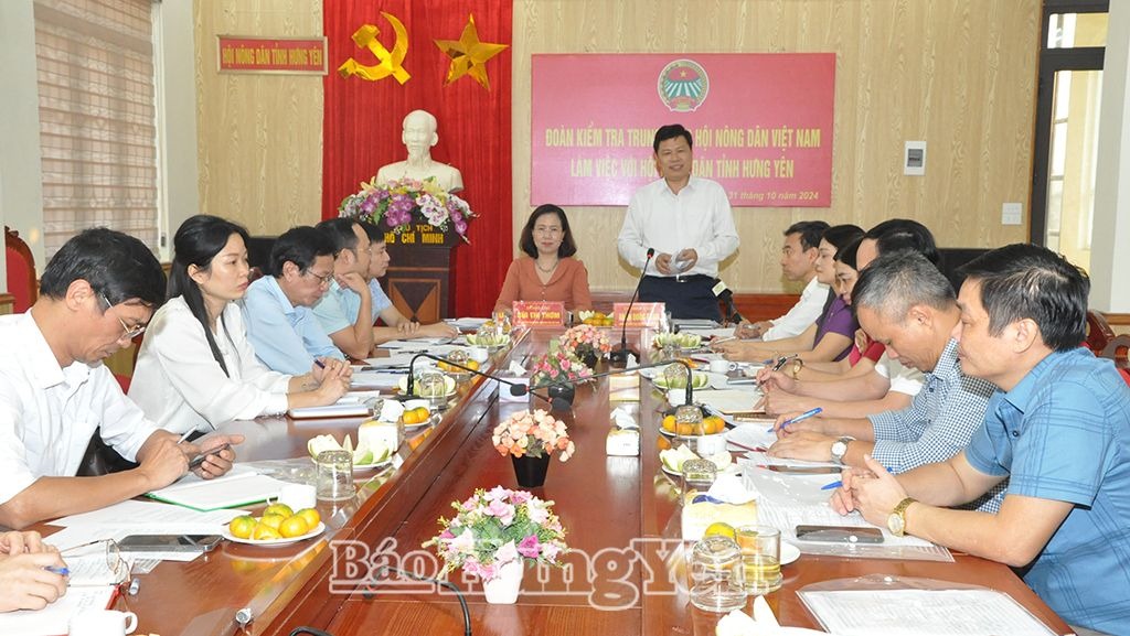 Đoàn kiểm tra của Trung ương Hội Nông dân Việt Nam làm việc với Hội Nông dân tỉnh
