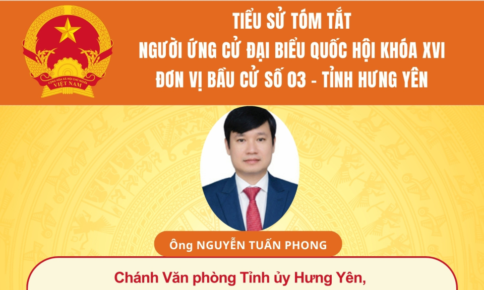 TIỂU SỬ VÀ CHƯƠNG TRÌNH HÀNH ĐỘNG CỦA NGƯỜI ỨNG CỬ ĐẠI BIỂU QUỐC HỘI KHÓA XVI: ÔNG NGUYỄN TUẤN PHONG