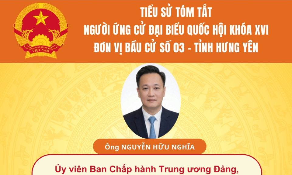 TIỂU SỬ VÀ CHƯƠNG TRÌNH HÀNH ĐỘNG CỦA NGƯỜI ỨNG CỬ ĐẠI BIỂU QUỐC HỘI KHÓA XVI: ÔNG NGUYỄN HỮU NGHĨA