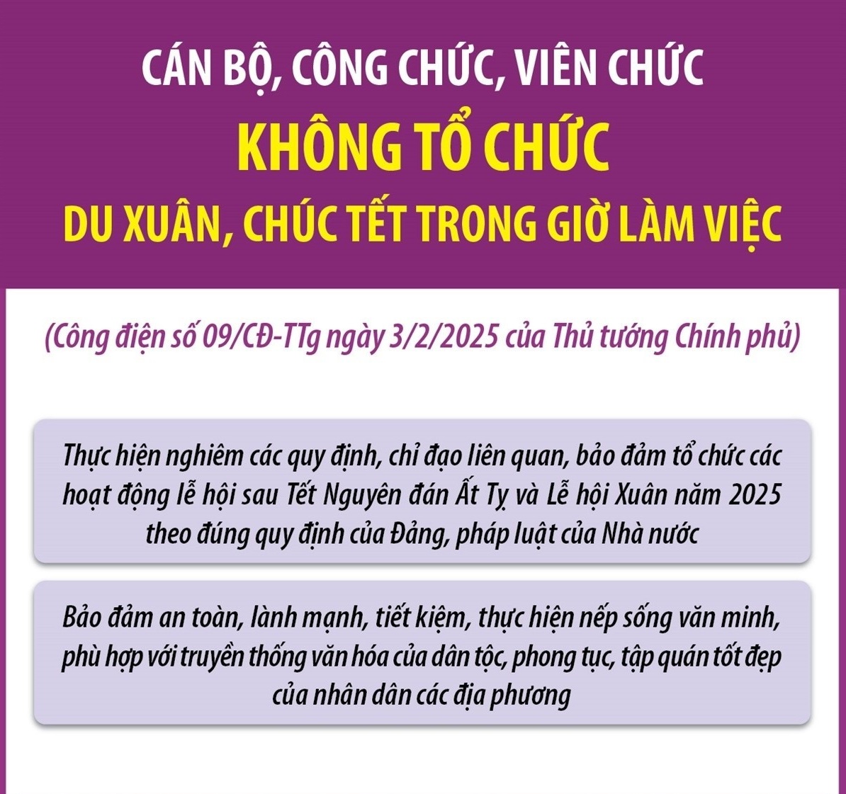 Cán bộ, công chức, viên chức không tổ chức du Xuân, chúc Tết trong giờ làm