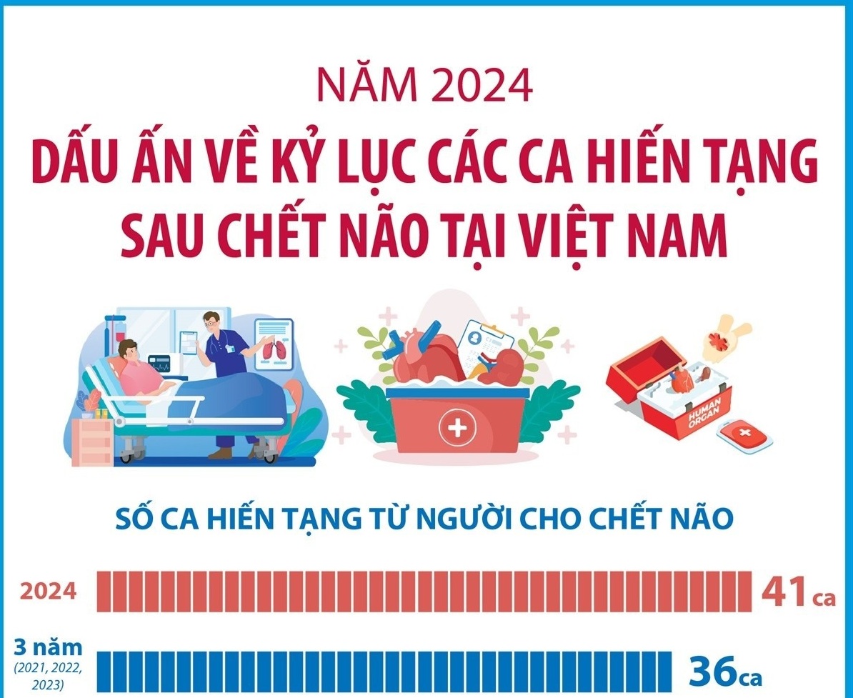 Kỷ lục các ca hiến tạng sau chết não tại Việt Nam trong năm 2024
