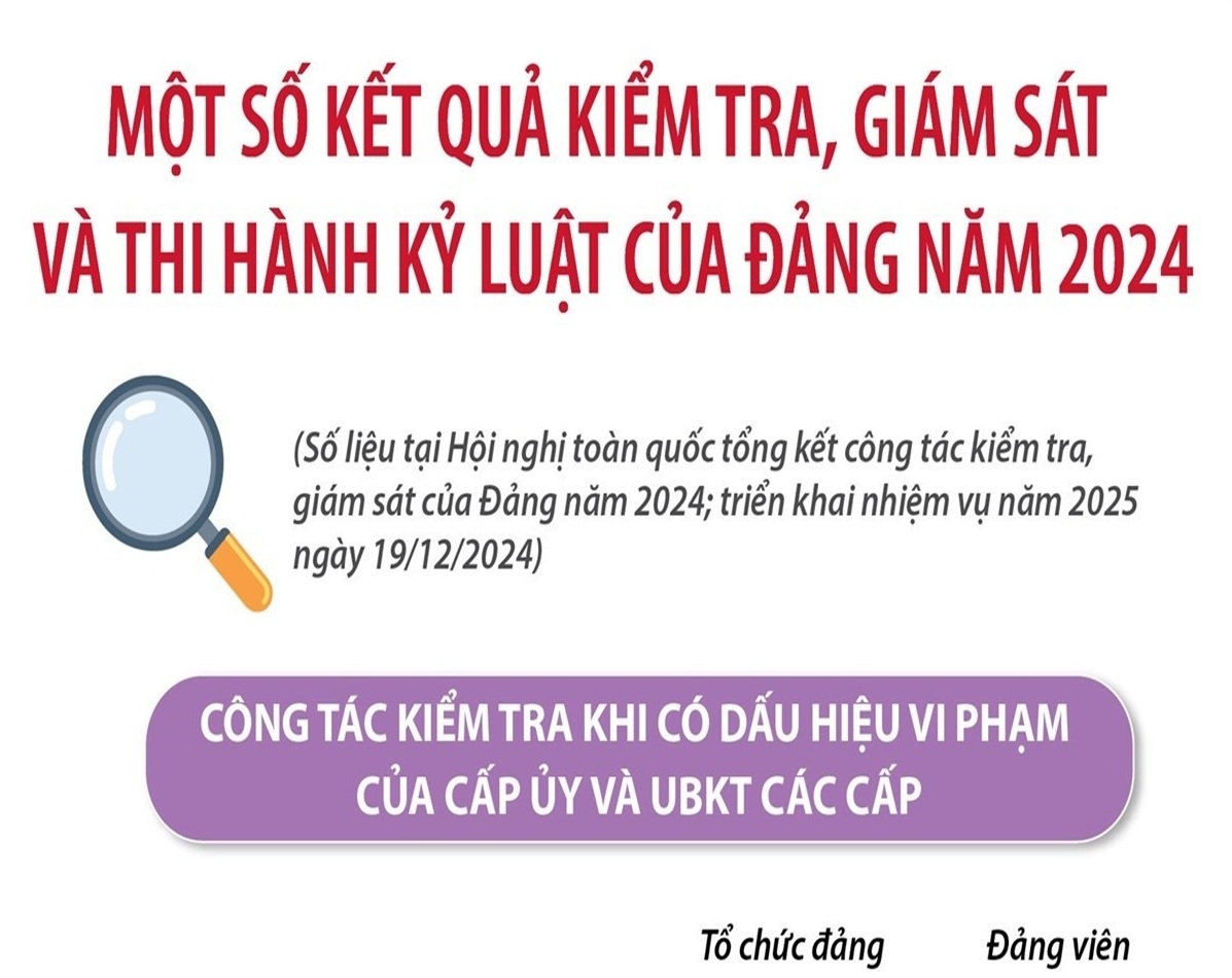 Một số kết quả kiểm tra, giám sát và thi hành kỷ luật của Đảng năm 2024