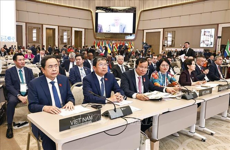 Chủ tịch Quốc hội Trần Thanh Mẫn phát biểu tại Phiên toàn thể cấp cao Đại hội đồng IPU-150