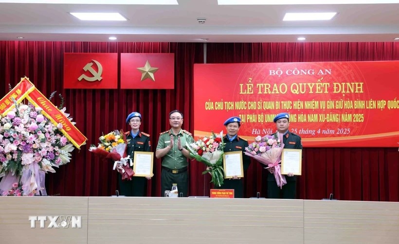 Thêm 3 sỹ quan công an đi thực hiện nhiệm vụ gìn giữ hòa bình tại Phái bộ UNMISS